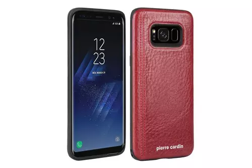 Telefontok Samsung Galaxy S8 - Pierre Cardin Bőr + Szilikon Tok- Piros (8719273131107)