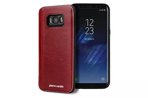 Telefontok Samsung Galaxy S8 Plus - Pierre Cardin Bőr + Szilikon Tok -Piros (8719273131152)