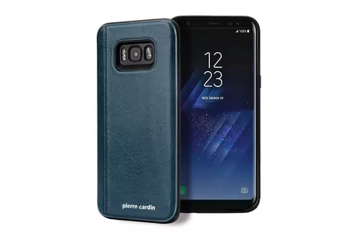 Telefontok Samsung Galaxy S8 Plus - Pierre Cardin Bőr + Szilikon Tok -Lake Kék A (8719273131169)