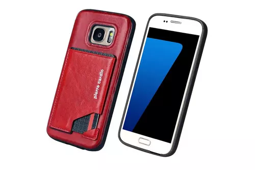 Telefontok Samsung Galaxy S7 - Pierre Cardin Bőr + Szilikon Tok- Piros (8719273131213)