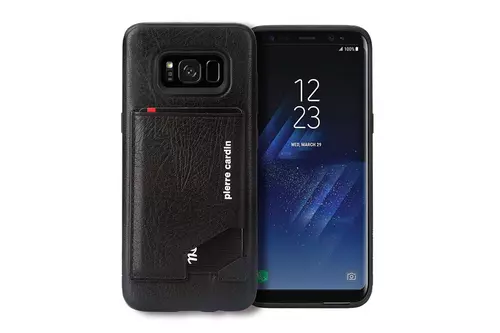 Telefontok Samsung Galaxy S8 - Pierre Cardin Bőr + Szilikon Tok -Fekete A (8719273131275)