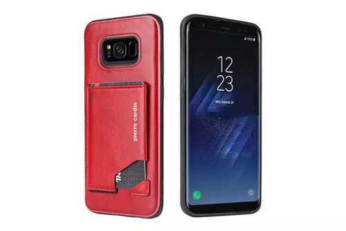 Telefontok Pierre Cardin Bőr + Szilikon Tok -Piros Samsung Galaxy S8 Plus (8719273131336)