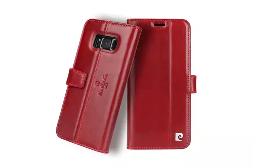 Telefontok Pierre Cardin Kihajtható Valódi Bőr Tok - Samsung Galaxy S8 Plus - Piros (8719273133835)