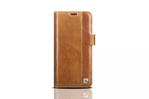 Telefontok Pierre Cardin Kihajtható Valódi Bőr Tok Galaxy S9 - Barna (8719273145951)