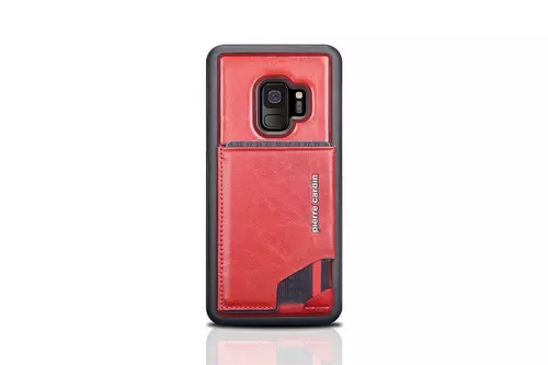 Telefontok Samsung Galaxy S9 Pierre Cardin Bőr + Szilikon Tok A - Piros (8719273146002)