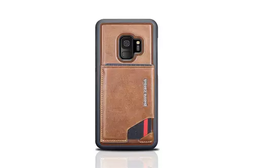 Telefontok Samsung Galaxy S9 - Pierre Cardin Bőr + Szilikon Tok A - Barna (8719273146019)