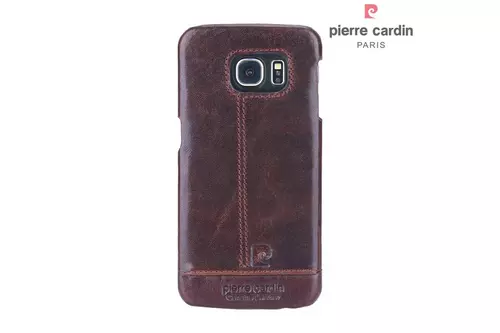 Telefontok Samsung Galaxy S6 Edge - G925 - Pierre Cardin Valódi Bőr Tok D Barna (8719273213766)