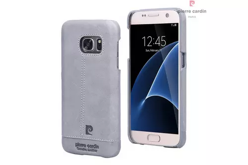 Telefontok Samsung Galaxy S7 - Pierre Cardin Valódi Bőr Tok Szürke (8719273213834)