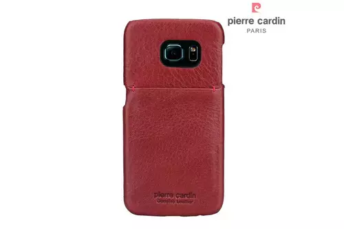 Telefontok Samsung Galaxy S6 Edge - G925 - Pierre Cardin Valódi Bőr Tok - Piros (8719273214084)