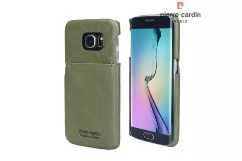 Telefontok Samsung Galaxy S6 Edge - G925 - Pierre Cardin Valódi Bőr Tok - Zöld (8719273214091)