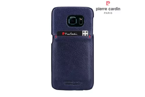 Telefontok Samsung Galaxy S6 Edge - G925 - Pierre Cardin Valódi Bőr Tok Zafir Kék (8719273214107)