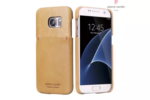 Telefontok Samsung Galaxy S7 - G930F - Pierre Cardin Valódi Bőr Tok - Sárga (8719273214121)