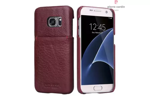Telefontok Samsung Galaxy S7 - G930F - Pierre Cardin Valódi Bőr Tok - Piros (8719273214138)