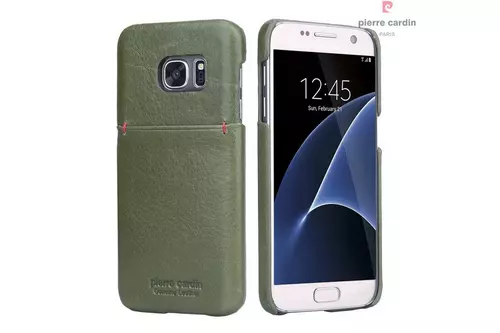 Telefontok Samsung Galaxy S7 - G930F - Pierre Cardin Valódi Bőr Tok - Zöld (8719273214145)