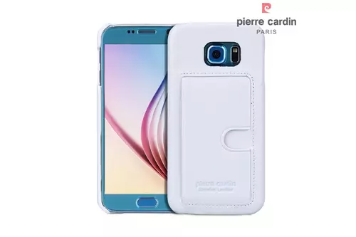 Telefontok Samsung Galaxy S6 - G9200 -Pierre Cardin Valódi Bőr Tok - Fehér (8719273214336)