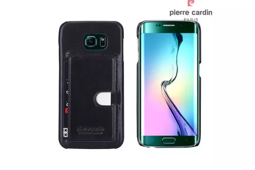 Telefontok Samsung Galaxy S6 Edge - G925 - Pierre Cardin Valódi Bőr Tok - Fekete (8719273214367)