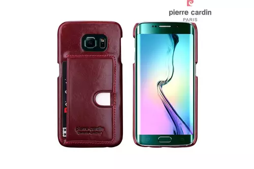 Telefontok Samsung Galaxy S6 Edge - Pierre Cardin Valódi Bőr Tok - G925 - Piros (8719273214374)