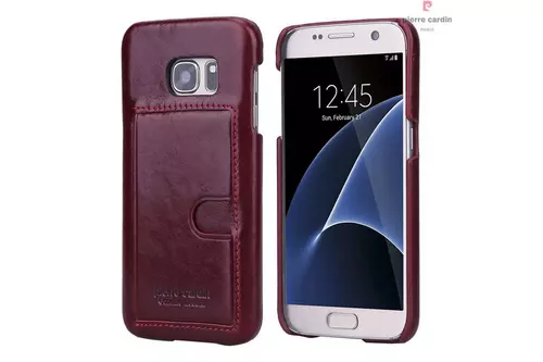 Telefontok Samsung Galaxy S7 - G930F - Pierre Cardin Valódi Bőr Tok - Piros (8719273214428)