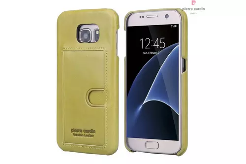 Telefontok Samsung Galaxy S7 - G930F - Pierre Cardin Valódi Bőr Tok - Zöld (8719273214442)