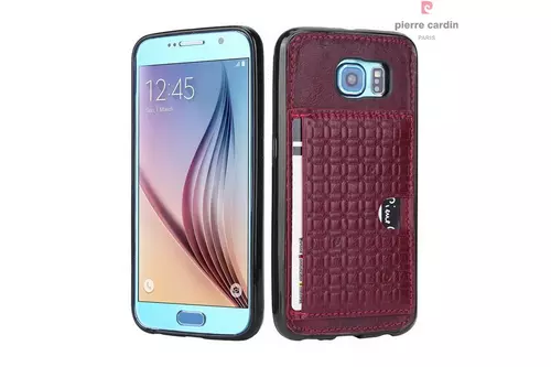 Telefontok Samsung Galaxy S6 - Pierre Cardin Bőr + Szilikon Tok - G9200 - Piros (8719273214596)