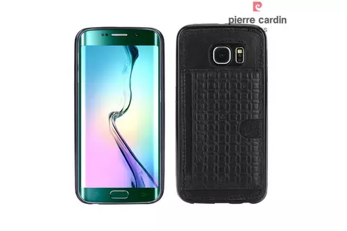 Telefontok Samsung Galaxy S6 Edge - Pierre Cardin Bőr + Szilikon Tok - G925 - Fekete (8719273214602)