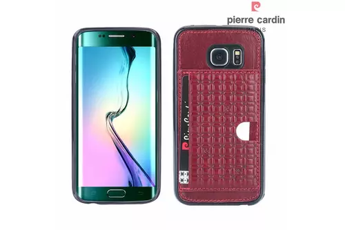 Telefontok Samsung Galaxy S6 Edge - Pierre Cardin Bőr + Szilikon Tok - G925 - Piros (8719273214626)
