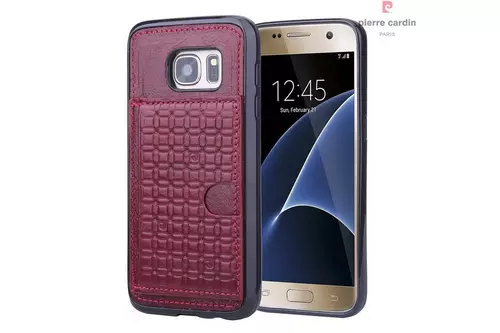 Telefontok Samsung Galaxy S7 - G930F - Pierre Cardin Bőr + Szilikon Tok - Piros (8719273214657)
