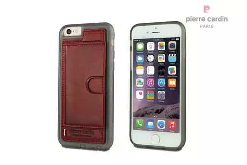Telefontok Pierre IPhone 6 / 6S - Cardin Bőr + Szilikon Tok - Piros (8719273214718)