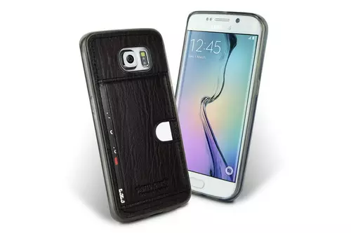 Telefontok Samsung Galaxy S6 Edge - Pierre Cardin Bőr + Szilikon Tok - G925 - Fekete (8719273214787)