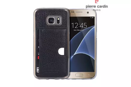 Telefontok Samsung Galaxy S7 - G930F - Pierre Cardin Bőr + Szilikon Tok Fekete (8719273214817)