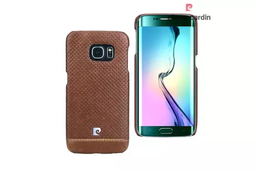 Telefontok Samsung Galaxy S6 Edge - G925 - Pierre Cardin Valódi Bőr Tok Barna (8719273214978)