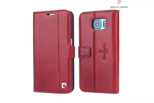 Telefontok Pierre Cardin Kihajtható Valódi Bőr Tok Samsung Galaxy S6 - G9200 - Piros (8719273215319)