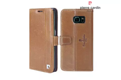 Telefontok Pierre Cardin Kihajtható Valódi Bőr Tok Samsung Galaxy S6 Edge - G925 - Barna (8719273215333)