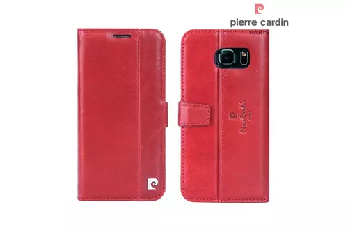 Telefontok Pierre Cardin Kihajtható Valódi Bőr Tok Samsung Galaxy S6 Edge - G925 - Piros (8719273215340)