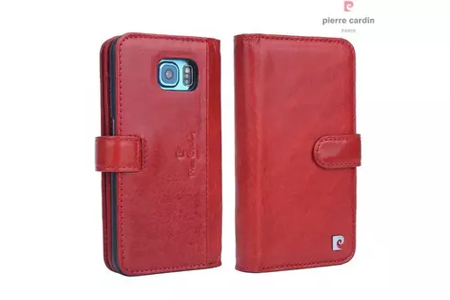 Telefontok Pierre Cardin Kihajtható Valódi Bőr Tok Samsung Galaxy S6 - G9200 - Piros (8719273215494)