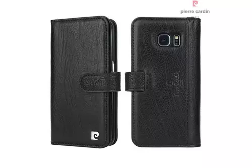 Telefontok Pierre Cardin Kihajtható Valódi Bőr Tok Samsung Galaxy S6 Edge - G925 - Fekete (8719273215500)