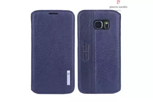 Telefontok Pierre Cardin Kihajtható Valódi Bőr Tok Samsung Galaxy S6 Edge - G925 - Sapphire Kék (8719273215784)