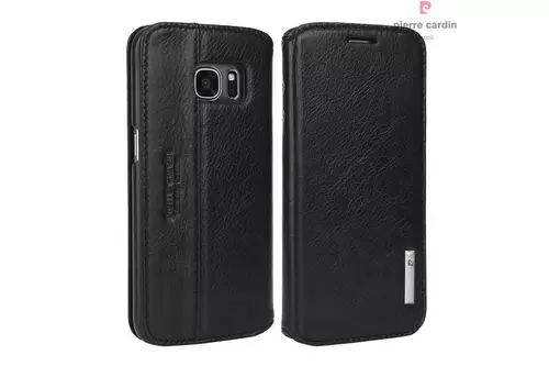 Telefontok Pierre Cardin Kihajtható Valódi Bőr Tok Samsung Galaxy S7 - G930F - Fekete (8719273215791)