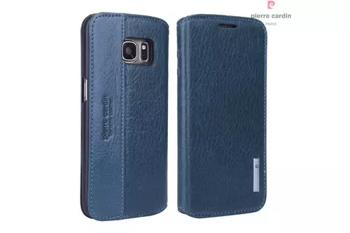 Telefontok Pierre Cardin Kihajtható Valódi Bőr Tok Samsung Galaxy S7 - G930F - Kék (8719273215821)