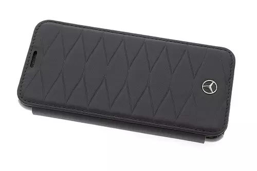 Telefontok Mercedes-Benz Kihajtható Tok Valódi Bőr Samsung Galaxy S8 - Fekete (3700740404041)