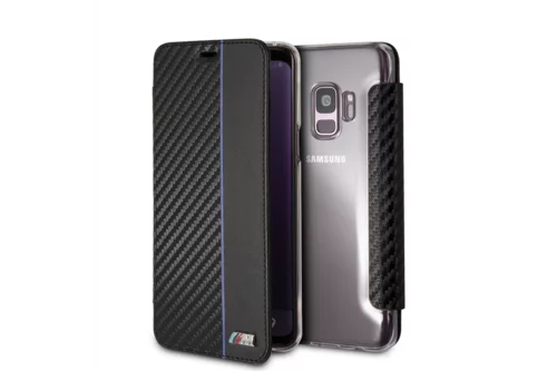 Telefontok Samsung Galaxy S9 - BMW Kihajtható Tok Carbon Stripe Navy (3700740426500)