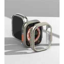 Ringke Slim műanyag védő tok Apple Watch Ultra 1 / 2 (49 mm) okosórához titániumszürke+átlátszó-9