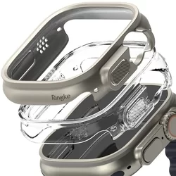 Ringke Slim műanyag védő tok Apple Watch Ultra 1 / 2 (49 mm) okosórához titániumszürke+átlátszó-1