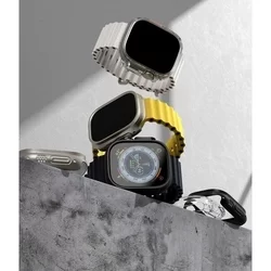 Ringke Slim műanyag védő tok Apple Watch Ultra 1 / 2 (49 mm) okosórához titániumszürke+átlátszó-3