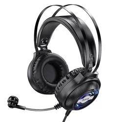 Headset: HOCO W101 - fekete fejhallgató mikrofonnal (vezetékes: 2xJack)-2