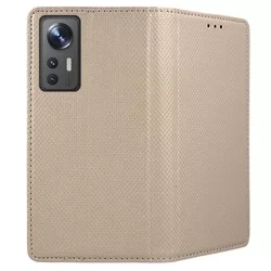 Xiaomi 12 Lite Telefontok - arany mágneses szilikon keretes könyvtok-2