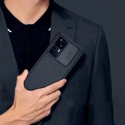 Telefontok Xiaomi 12 Lite - Nillkin csúsztatható kameravédős fekete hátlap tok-3