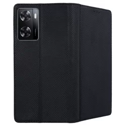 Telefontok Oppo A57s - fekete mágneses szilikon keretes könyvtok-1