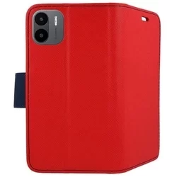 Xiaomi Redmi A1 Telefontok - Fancy piros / kék mágneses szilikon keretes könyvtok-2