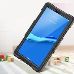 Tablettok Lenovo Tab M10 (2. generáció TB-X306) - SOLID360 ütésálló, kitámasztható, fekete tablet tok-3